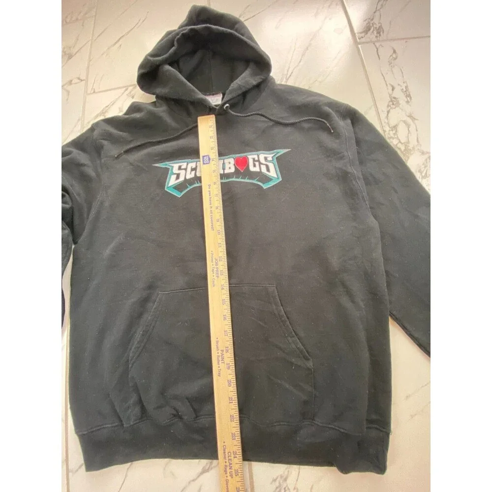 Champion Men's L Black Hoodie Scumbags Graphic Pullover Sweatshirt 50 Cotton